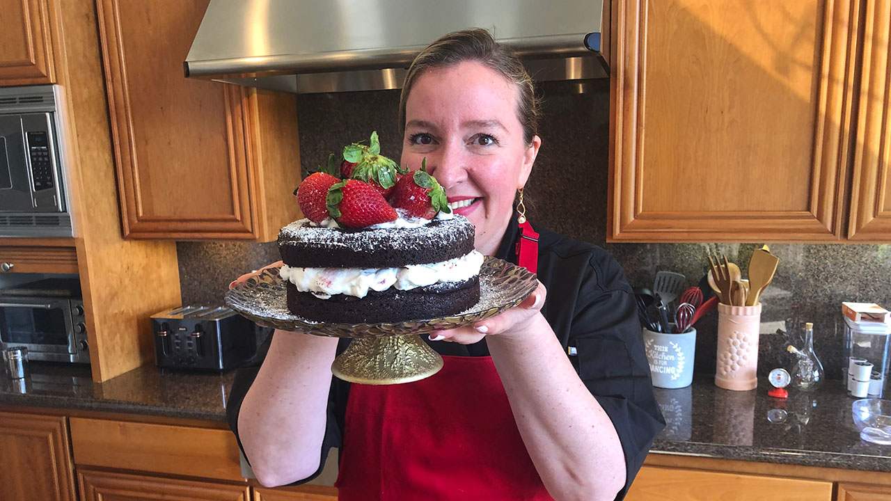 Olenka Shows Off A Decidant Chocolate Cake That She Created
