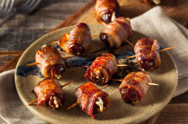 Bacon Wrapped Dates Stuffed With Goat Cheese